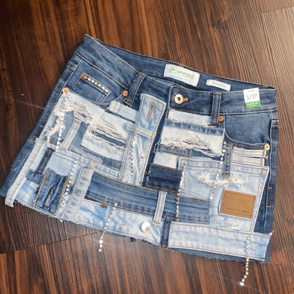 CUSTOM DENIM HANDMADE SKIRT - Picture 1 of 2